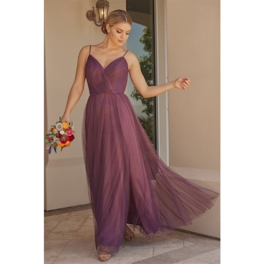 2722 NWT B253021 Jasmine Soft Tulle A-line w/Spaghetti Strap V-Neckline & V-Back